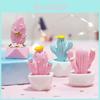Adorable Miniature Cactus Decoration Resin Office Desk Plant Figurine Love Blue