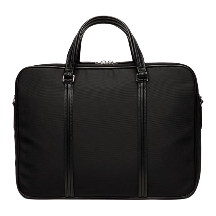 Bally Striped Decorative Zipper Closure Fabric And Leather Briefcase Large Men Briefcase Black 6308533