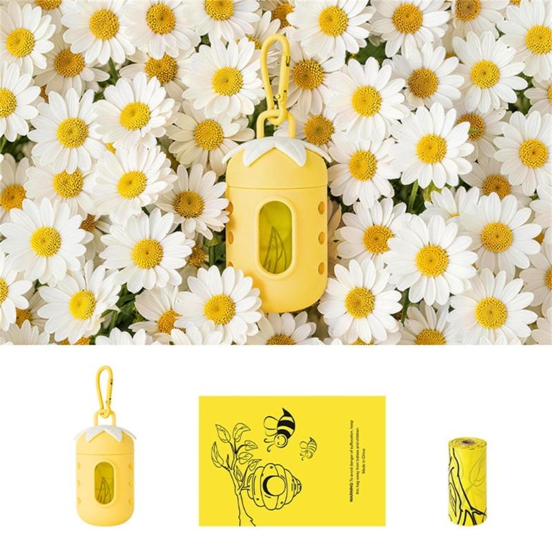 Clip On Dog Walking Poop Bag Case with Refillable PVC Dispenser, 15 Bag Waste Bag Dispenser for Daily Leash and Bag Carry