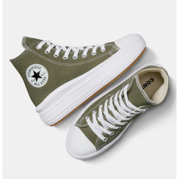 Converse Lightweight High Top Canvas Sneakers Platform Khaki A08295c