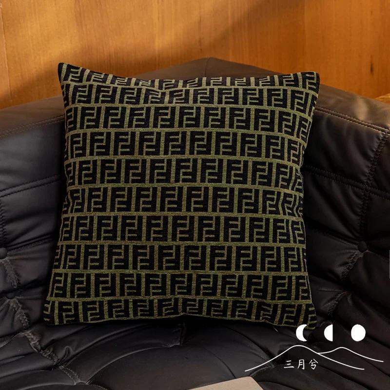 Light Luxury Sofa Pillow Cover New Chinese Modern Minimalist Model Room Decoration Pillow Backrest Headboard Cushion Cover