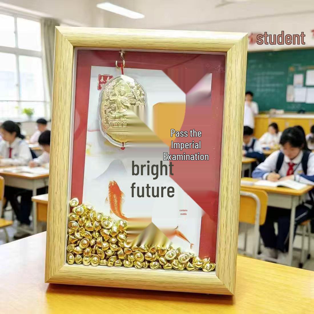 Golden Feng Shui Wenchang Pen Display for High School Entrance Exam Motivation - 999 Pure Gold Manjushri Bodhisattva Creative Item