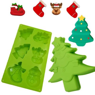 Weihnachten Silikon Backform Klassische Grüne Weihnachtsbaum Anhängerform für Schokolade Kuchen Gelee Geeignet für Weihnachten