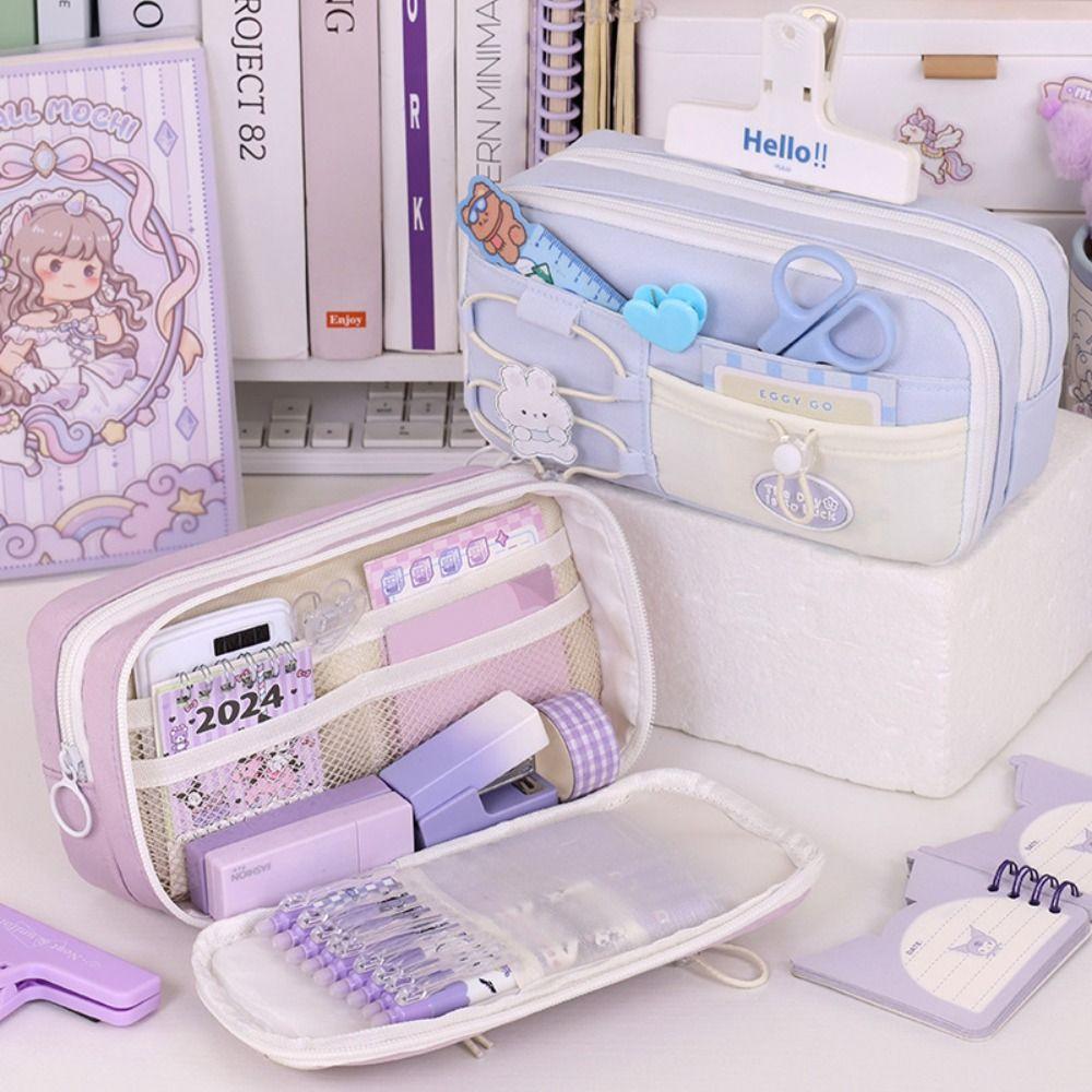 Multi-layer Student Pencil Case Large Capacity Gel Pen Organizer Kawaii Cute Pencil Pouch  Kids