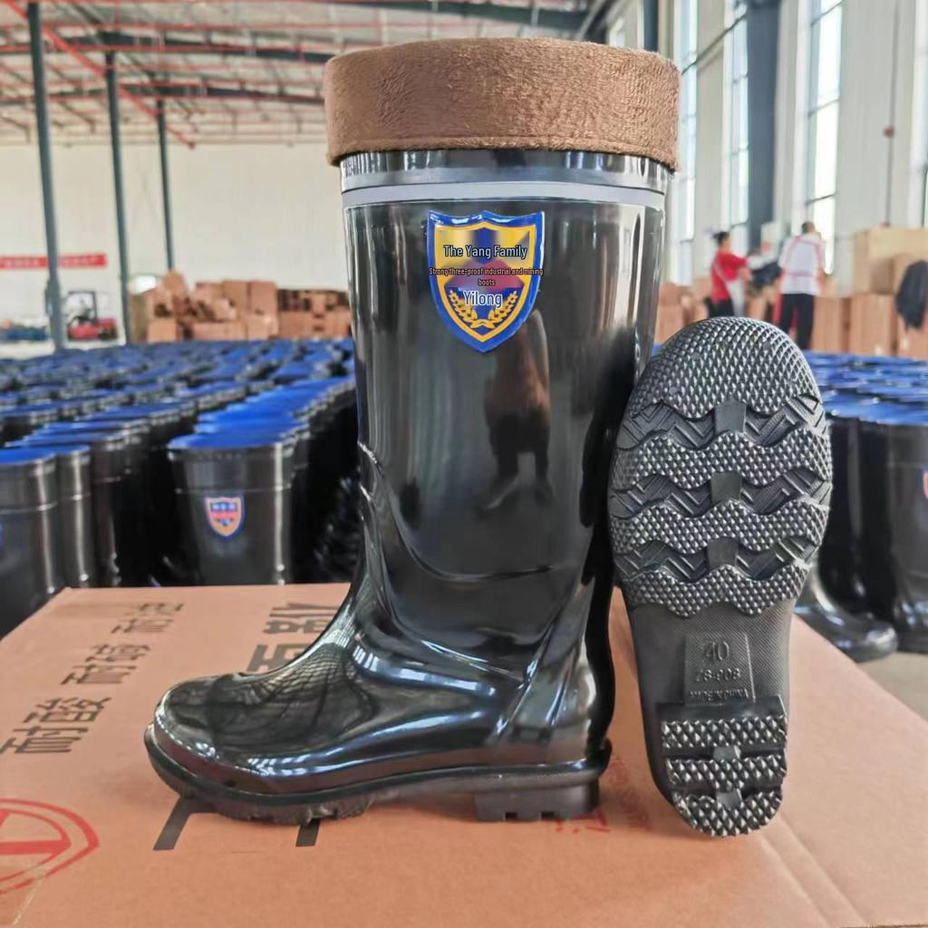 Men's High-Top Non-Slip PVC Construction Rain Boots - Wear-Resistant, Water-Resistant Mid-Calf Rubber Shoes