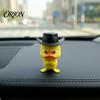 Angry Duckling Figurine Duck Desk Figurine, 3D Printed Yellow Office Decoration with Cowboy Decorative Car Accessories Hat, Little Animal Ornament for