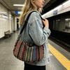 Vintage Ethnic Crossbody Bag Bohemian Tribal Pattern Hobo Purse with Adjustable Strap Casual Soft Shoulder Bag for Daily Travel