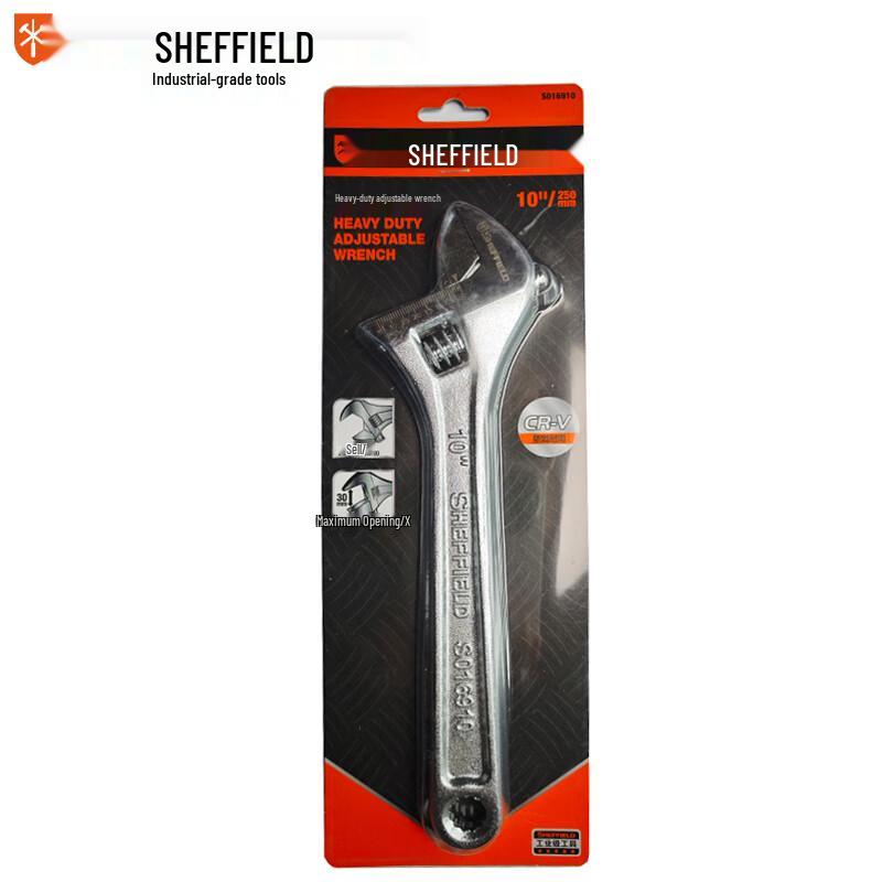 SHEFFIELD Heavy-Duty Chrome Vanadium Steel Adjustable Wrench 10-inch