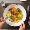 Weißes Keramik Suppen- und Salatteller Set - Geschirr im westlichen Stil für Zuhause und Hotel