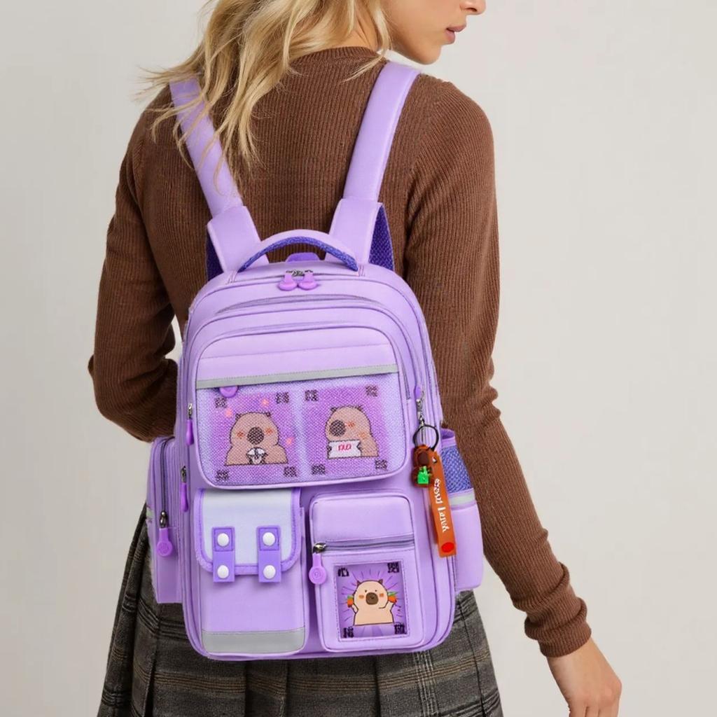 Capybara Backpack Lightweight Large Capacity School Bag Breathable Casual Daypack for Kids with Adjustable Strap