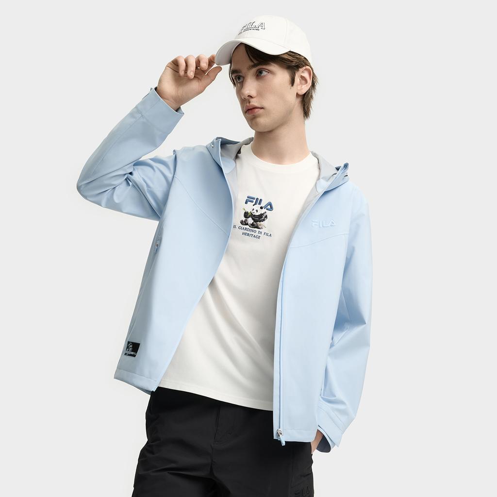 Fila Heritage Casual Fashion Versatile Warm Windproof Hooded Loose Woven Jacket Men Jackets Sky-Blue F11M538705FLB