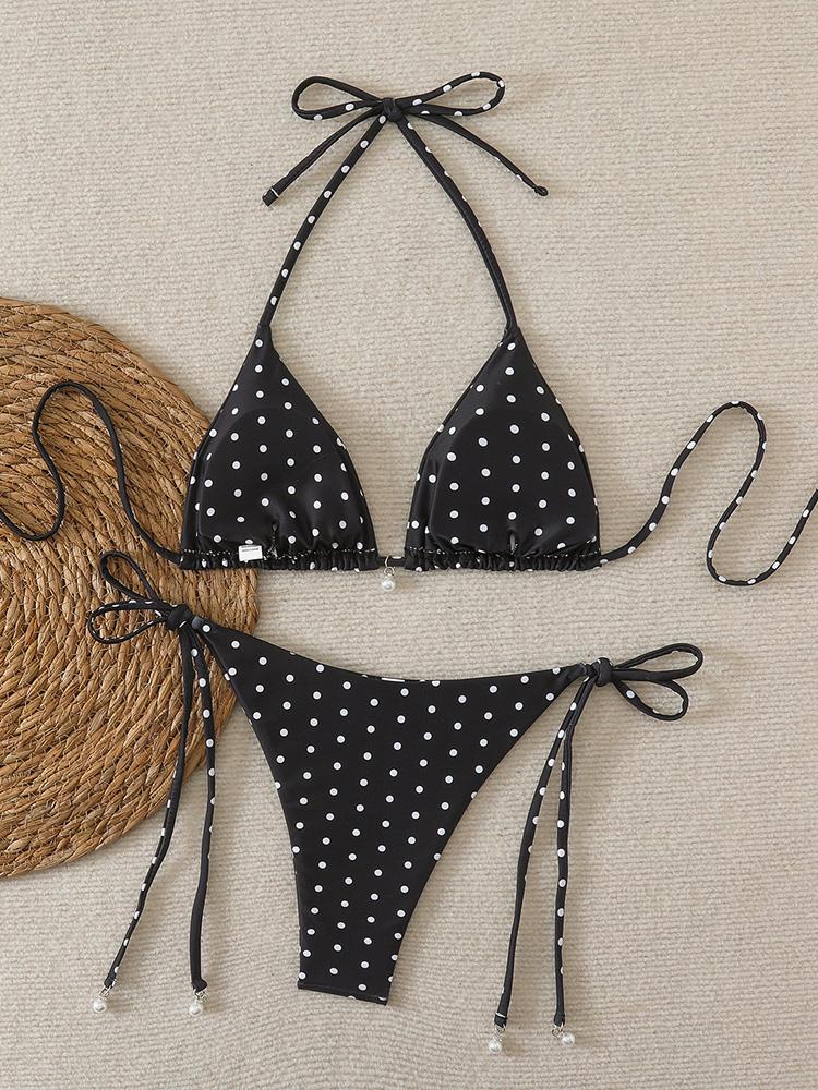 2026 Women Swimsuit Sexy Pearl Micro Bikinis Sets Dot Print Female Swimwear for Woman Bathing Suits Beachwear Trend Bikinis