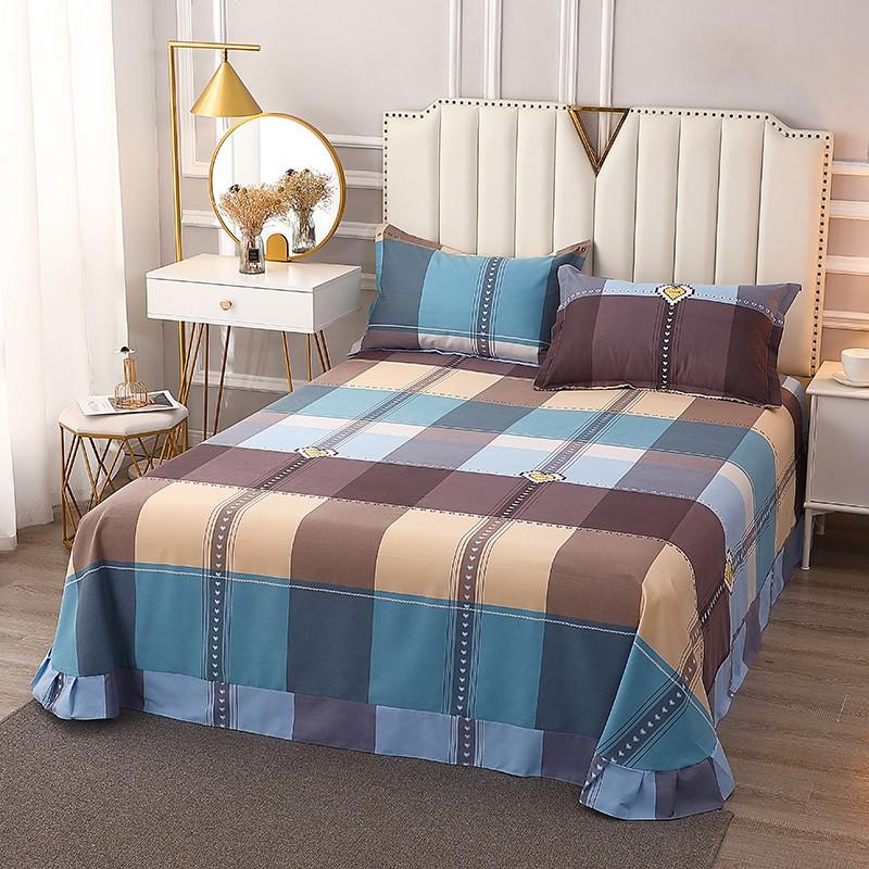 Vintage Geometric Pattern Bed Sheet Set 100% Cotton Luxury Classic Bedspread with 2 Pillowcases Queen King Size Bedding Set