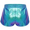 Meisjes Metallic Korte Broek Trekkoord Elastische Tailleband Glanzende Hotpants Dans Bodems Zakken Sportkorte Broek