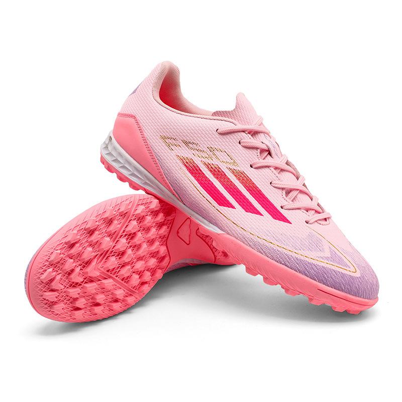 F50 Dětské růžové fotbalové kopačky pro chlapce, dívky, teenagery, dospělé, dlouhé nehty, zlomené nehty, soutěžní tréninkové kopačky pro žáky základní školy