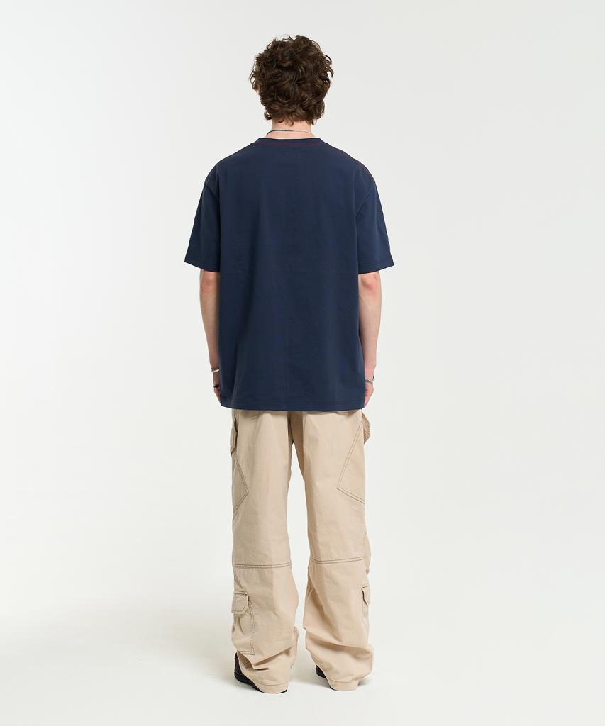 AECA Color Chain Stitch Aeca Sports Half Sleeve Tee-Navy