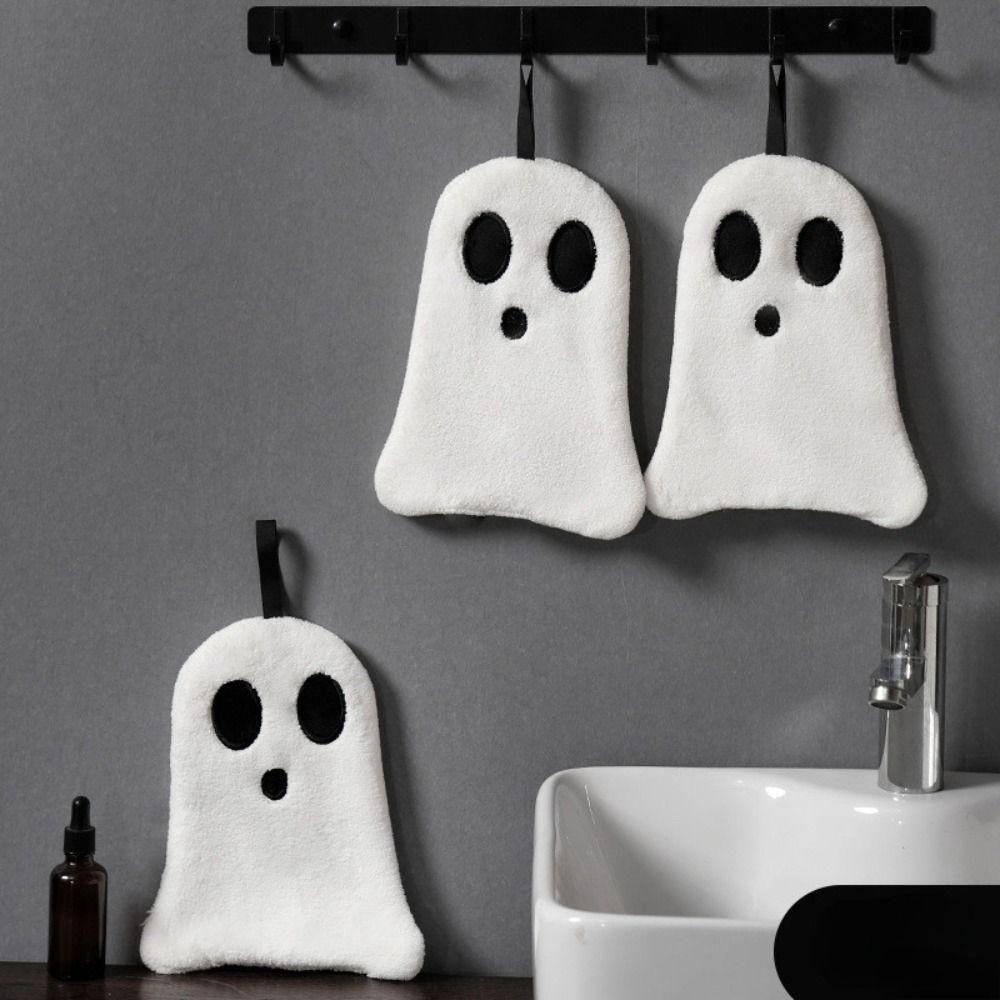 New Coral Velvet Halloween Towels Hanging Soft Hand Towel Absorbent Ghost Hand Washrags
