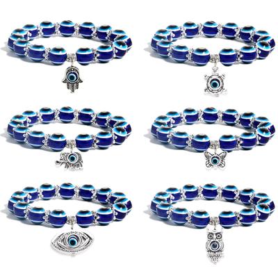 Retro Niebieskie Oczy Diabelskie Oko Bransoletka Bransoletka Koraliki Ręka Fatimy Bransoletka Przyjaźni