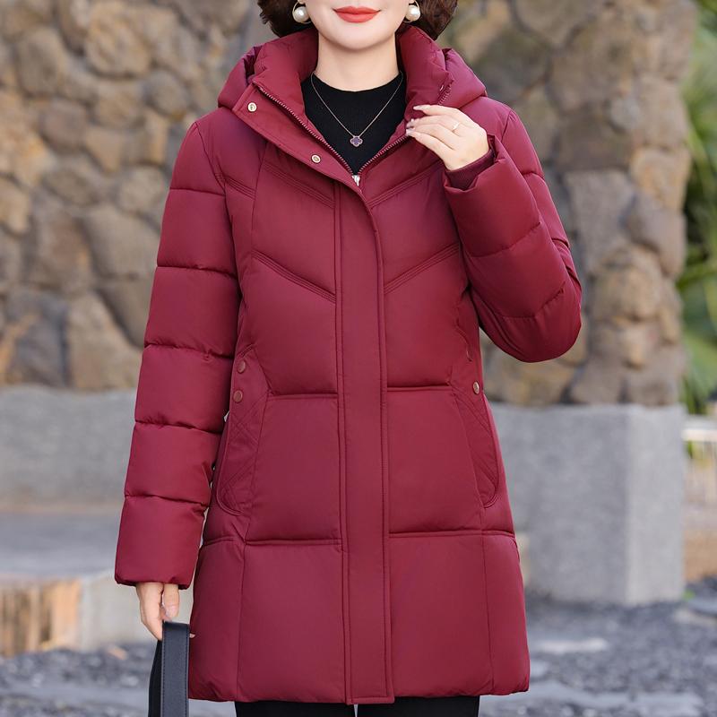 Plus Size 2XL-6XL Middle Age Women's Winter Jackets Hooded Elegant Loose Thick Warm Long Parkas Female Coats