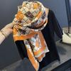 Sunflower Pattern Autumn and Winter New Imitation Cashmere Scarf for Women Warm and Thickened  Versatile Long Shawl and Scarf