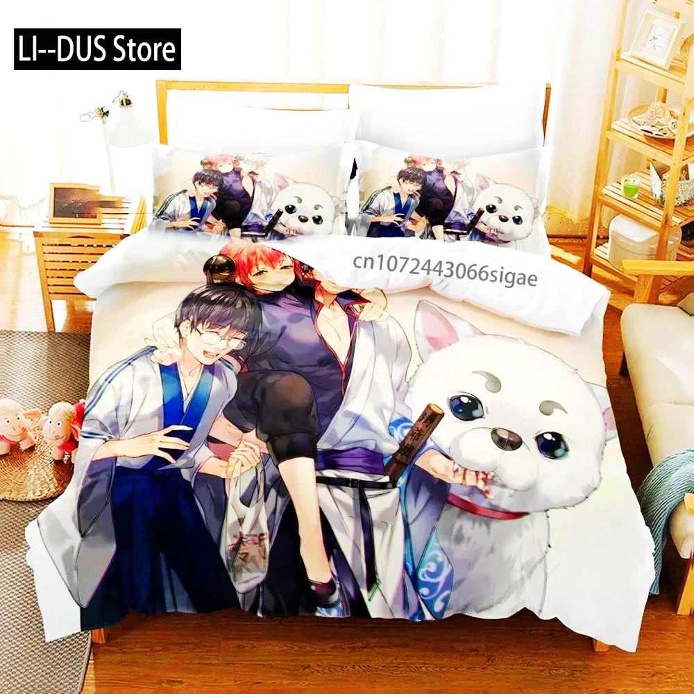 3D Printed Gintama Bedding Set Anime Gintoki Sakata Duvet Cover Double Twin Full Queen King Adult Boys Bedclothes Quilt Cover
