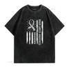 Brain Cancer Awareness American Flag T Shirt Vintage Washed Soft Stylish Slightly Fashion Breathable Top For Everyday Wear