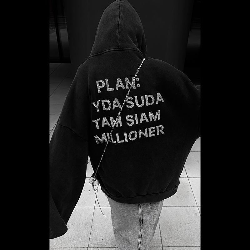Autumn Oversized Drop Shoulder Hoodie with Letter Print (XS-5XL)