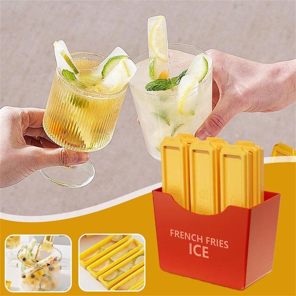 Strip Ice Box Silicone Ice Tray Mold, Autonomous Ice Box Refrigerator Magnet Is Suitable For Whiskey, Cocktails, Juices(6 Ice Boxes, 1 Magnet)