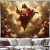2D Christian Jesus Tapestry, Sacred Heaven & Roses Wall Art for Home Decor