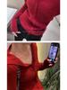 Women's French Style Red Knit Cardigan: Short, Long Sleeve, High-End Look for Spring and Autumn