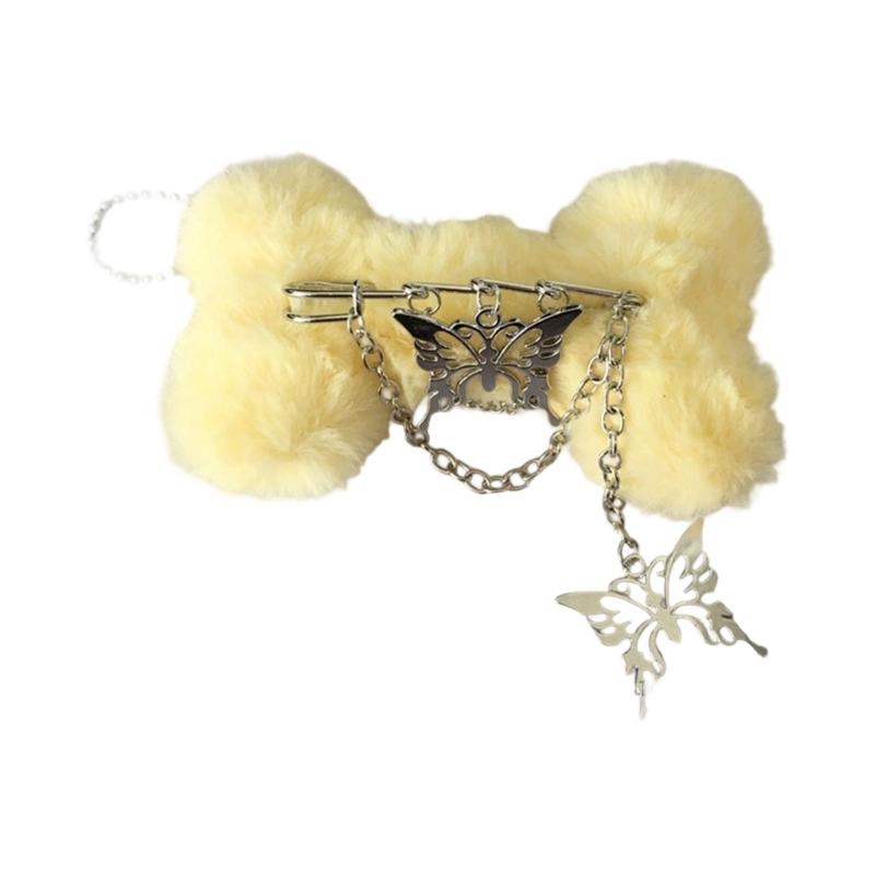

Plush Bone Butterfly Keyring Cute Plush Accessory User Friendly Material Compact Size Ideal For Backpack Keys Charm
