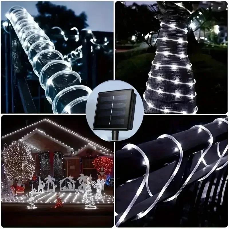 LED Solar Lichterkette Garten Wasserdicht Schlauch Seillampe Weihnachts Girlande Lichterkette für Außen Feiertagsdekoration Beleuchtung