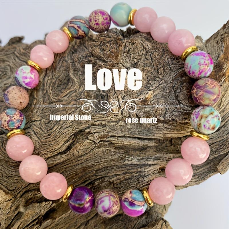 Colorful Imperial Jasper Rose Quartz Beaded Bracelet Women Fashion Jewelry For Love And Friendship Bracelet For Women Charm