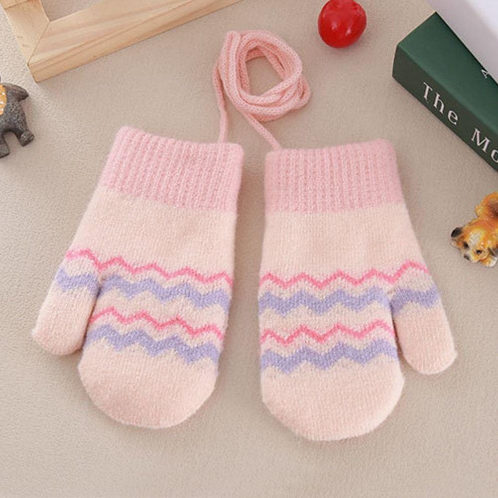 Warm Kids Winter Gloves Windproof Knitted Gloves Cute Children Mittens for 0-3 Years Old Toddler