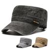 Men's Retro Distressed Washed Denim Cotton Flat Top Outdoor Sun Baseball Cap