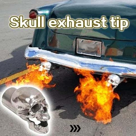 Skull Exhaust Tip Halloween Style Stainless Metal Heat-resistant Cool Motorcycle Exhaust Pipe Decor No Deformation Installation Motorcycle Supplies