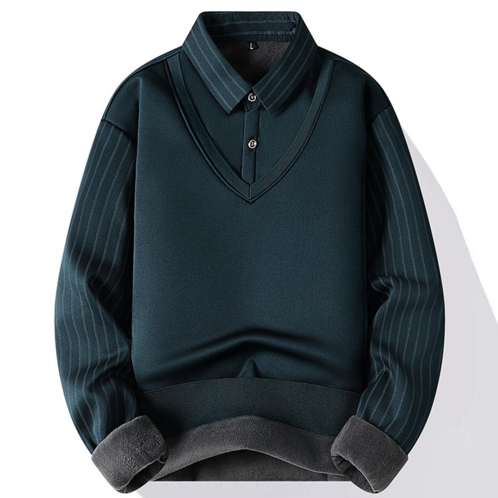 

Мужское повседневное худи из двух частей в стиле колор-блок и пэчворк, мужское худи-рубашка с отложным воротником свободного кроя XXXL