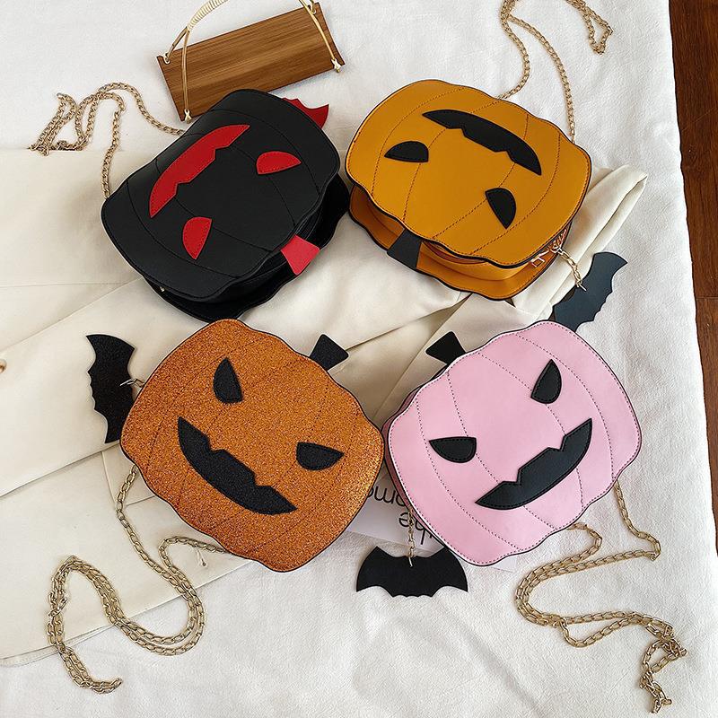 Luggage Special-shaped spoof monster pumpkin small square bag fun Halloween women's bag sequined chain messenger bag