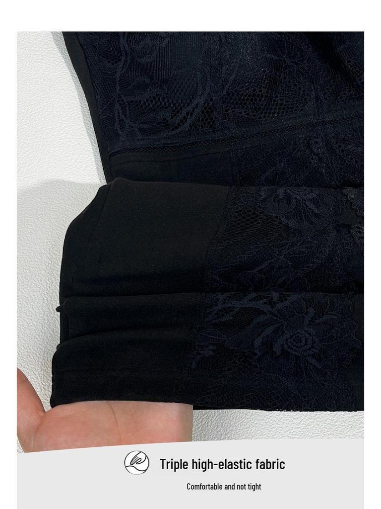 Women's Plus Size Winter Fleece Velvet Underwear with Tummy Control & Chest Pad - Slimming Base Layer Top