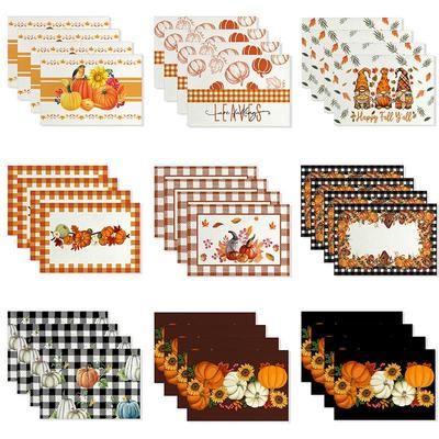 Thanksgiving Pumpkin & Maple Leaf Tabletop Placemat