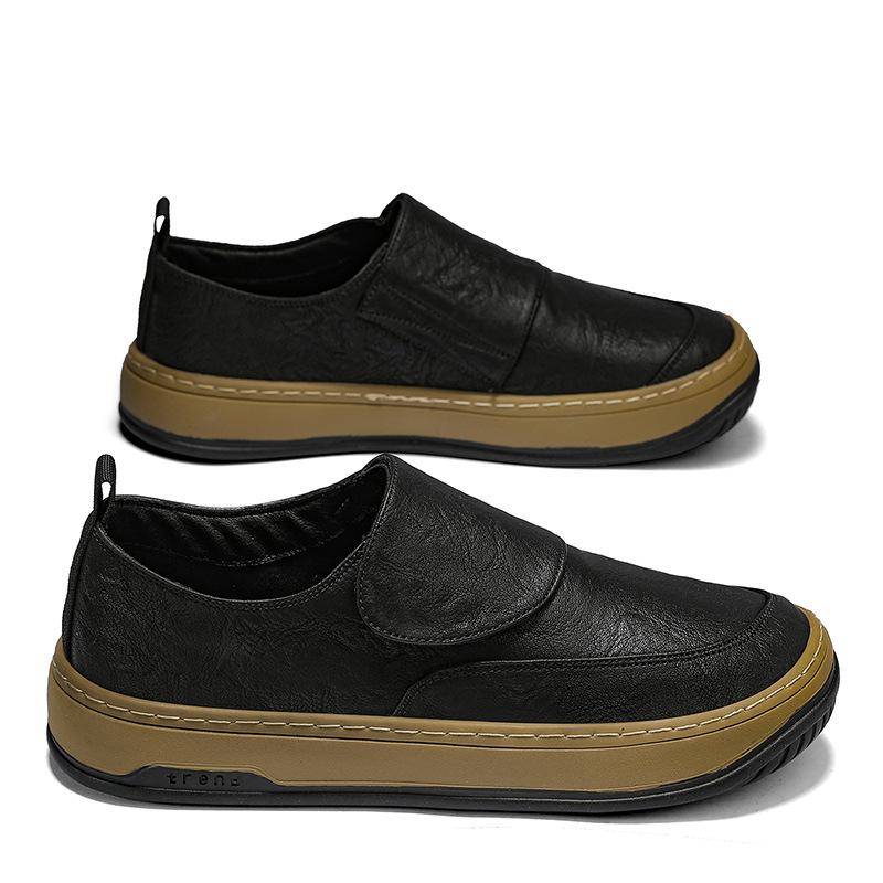 

Men s shoes 2025 spring and summer new low-top British beanie shoes Velcro casual lazy little white shoes single shoes 39