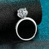 925 Sterling Silver Ring Female Bud Bouquet Four-Claw 18K White Gold Heart Bouquet One Carat Diamond Ring