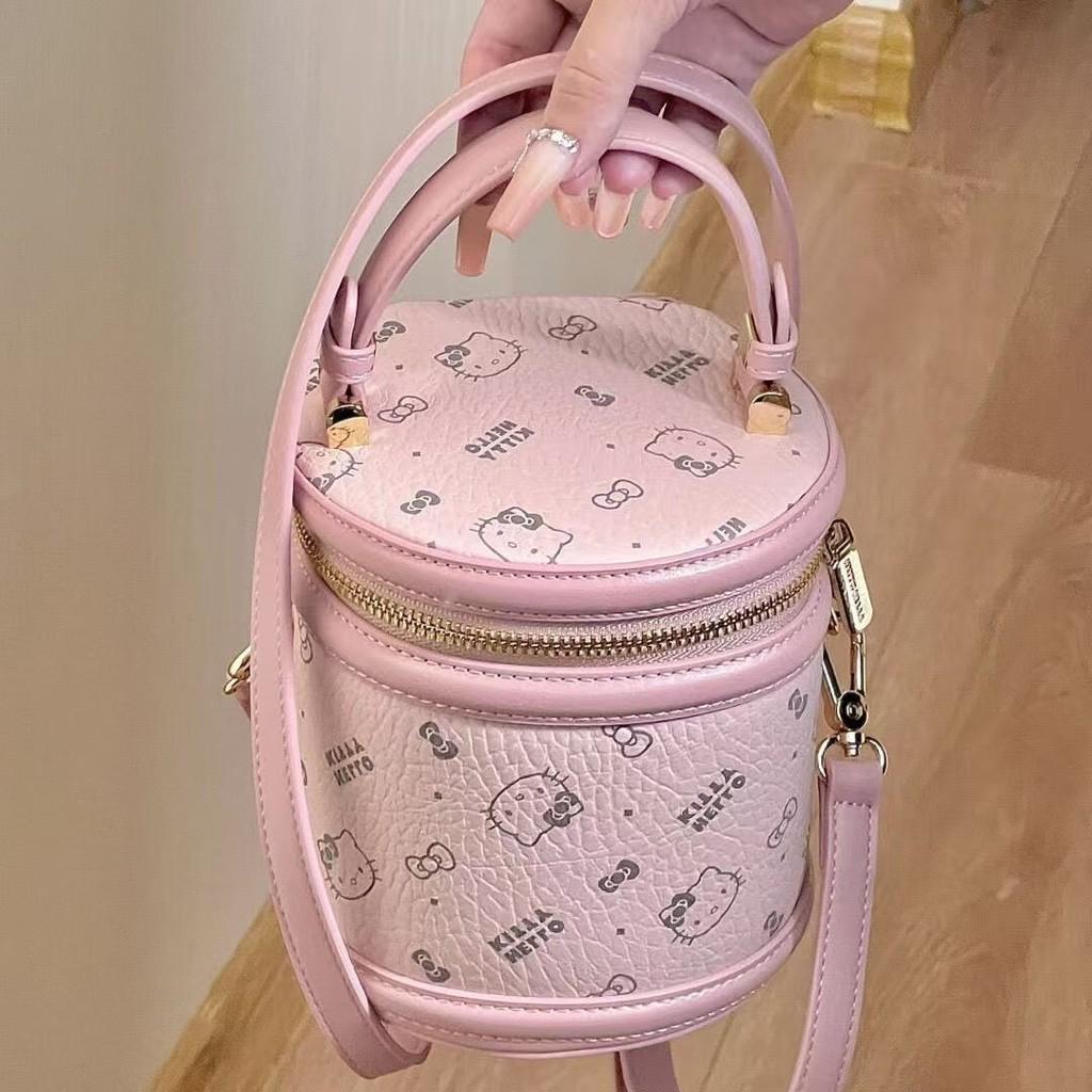 IELGY Ladies One-Shoulder Messenger Pink Bucket Bag