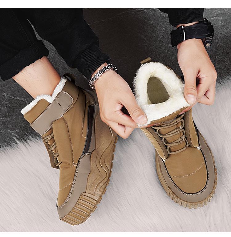 Men's Northeast Waterproof Leather Snow Boots with Fur Lining - Warm, Non-slip, Winter Cotton Shoes