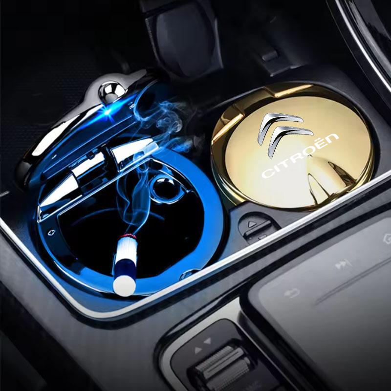 Car Ashtray LED Alloy Ash Tray Portable Smokeless Flame Retardant For Citroen C3 C4 X7 Xsara Picasso Crosser C-ELYSEE JUMPY NEMO