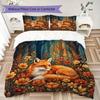 Woodland Storybook Pattern Bedding Uilt Set Uilt Cover Pillowcase Home Decoration Birthday Gift (1 * Duvet Cover + 2 * Pillowcase Without Core)