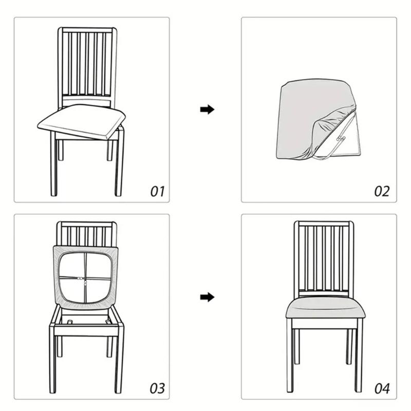 Stretch Dining Chair Seats Cover Striped Grid Elastic Upholstered Chairs Cushions Slipcover AntiDirty Protectors Removable