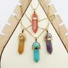 Crystal Agate Hexagonal Pendant Necklace with Gold Alloy Chain and Adjustable Extension