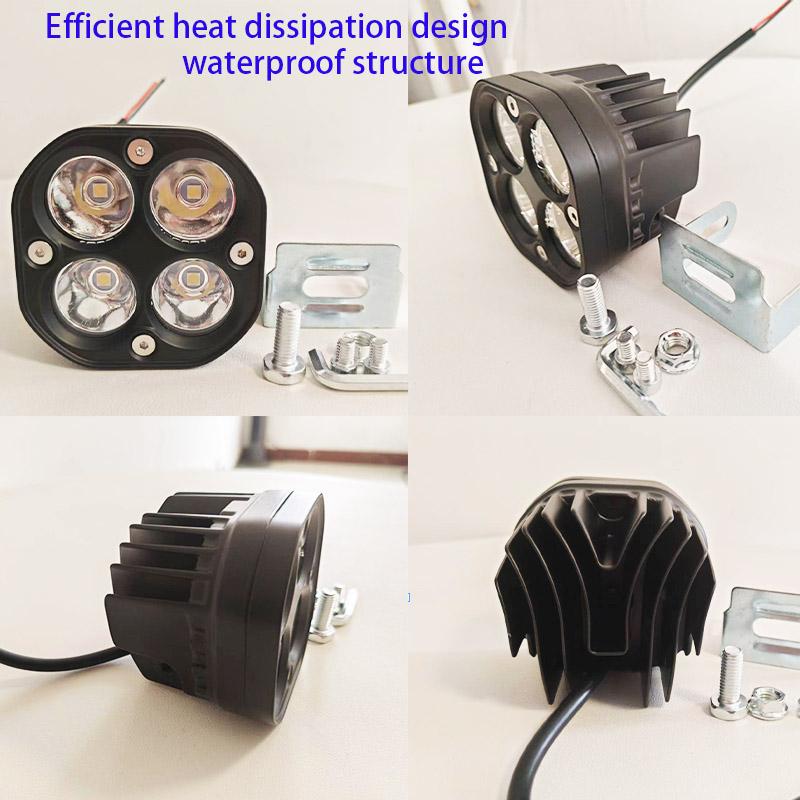 12V 24V 4LED LED Spot Work Light White/Yellow Waterproof Fog Light for Car Motorcycle Off-Road Truck SUV ATV Outdoor Driving