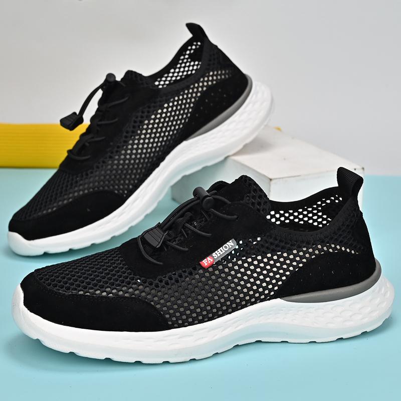 

Fashion Outdoor Hollow Out Treking Footwear Spring Summer Sandals Men Lofer Shoes Breathable Formal Mesh Flats Light Soft Man Sneakers 38 чёрный